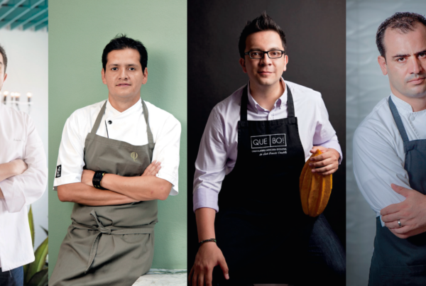 Roberto Ruiz, chef mexicano con estrella Michelin, junto a José Ramón Castillo, maestro chocolatero, Jorge Vallejo de Quintonil y Jonatan Gómez Luna de Le Chique. Todos ellos, chefs reconocidos a nivel internacional, formados en Ambrosía Centro Culinario